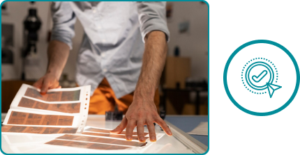 Man selecting vinyl flooring
