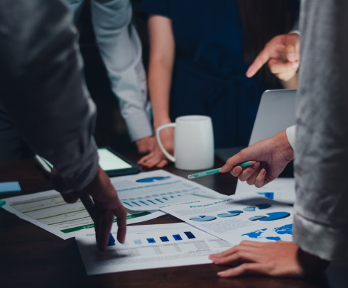 Business reviewing flooring options