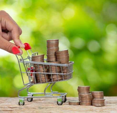 Pennies inside shoping cart