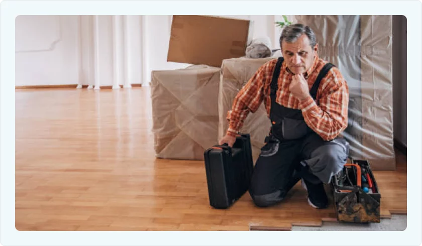 Laredo flooring specialist examining hardwood floors