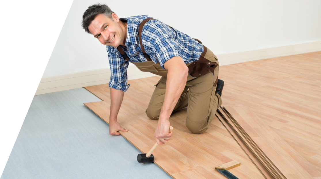 Flooring installation in progress